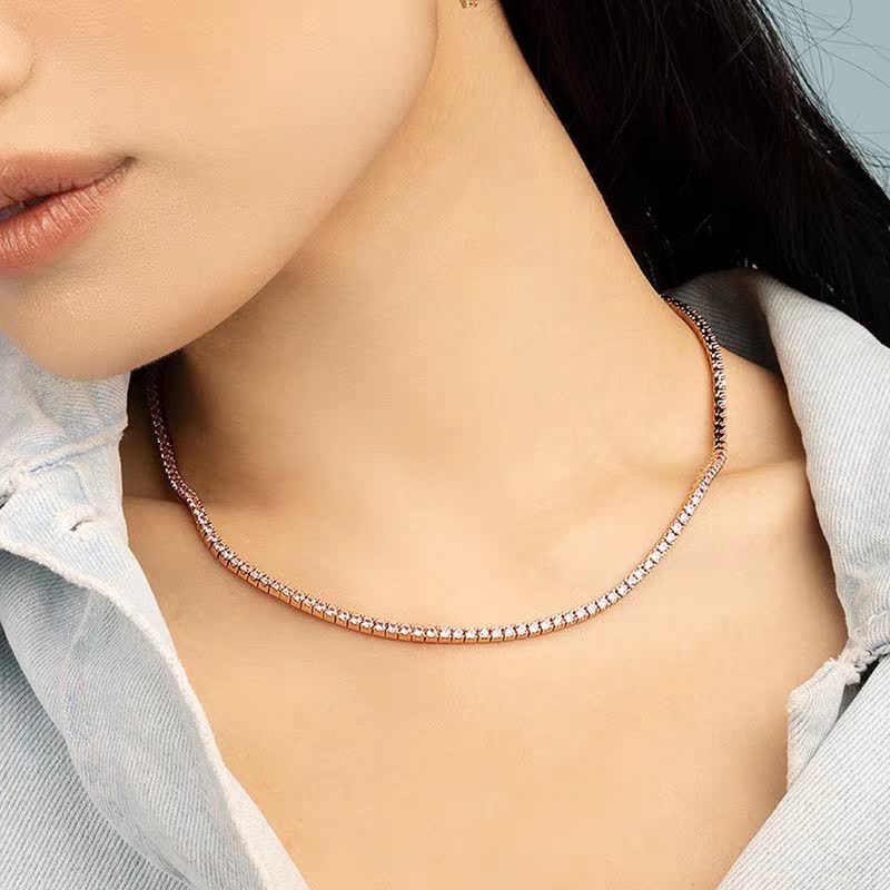 APM Monaco Pink Diamond Tennis Necklace